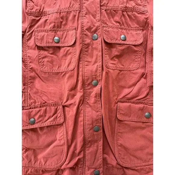 LL Bean Signature Waxed Utility Field Jacket Womens L Rust Red Orange Pockets - Picture 3 of 9